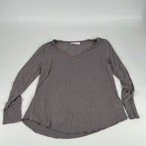 Free People Grey Deconstructed Hem Long Sleeve - Size Medium